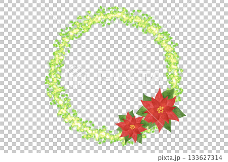 Christmas neon frame, poinsettia, watercolor style, illustration, decorative frame, New Year's card, background material 133627314