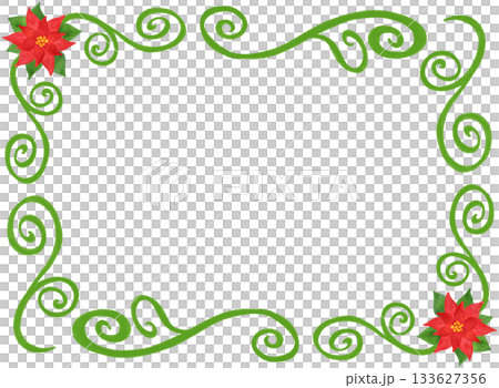 Christmas frame, poinsettia, watercolor style, illustration, decorative frame, New Year's card, card, background material 133627356