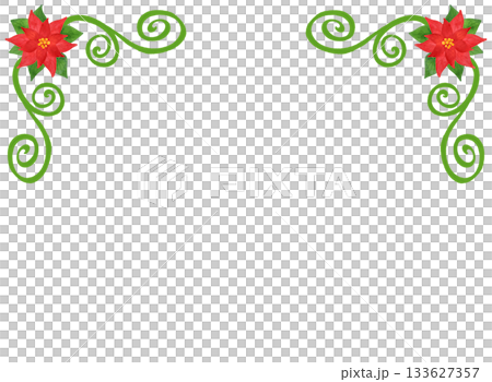 クリスマスフレーム ポインセチア 水彩風 イラスト 飾り枠 年賀状 カード 背景素材 クリスマスフレーム ポインセチア 水彩風 イラスト 飾り枠 年賀状 カード 背景素材 133627357