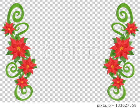 クリスマスフレーム ポインセチア 水彩風 イラスト 飾り枠 年賀状 カード 背景素材 クリスマスフレーム ポインセチア 水彩風 イラスト 飾り枠 年賀状 カード 背景素材 133627359