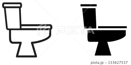 Simple toilet bowl icon, black and white version 133627537