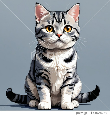 かわいいドット絵　アメリカンショートヘアさん ラインスタンプ風 133628249