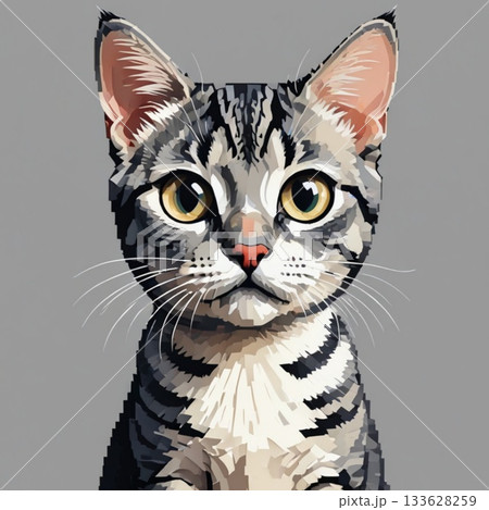 かわいいドット絵　アメリカンショートヘアさん ラインスタンプ風 133628259