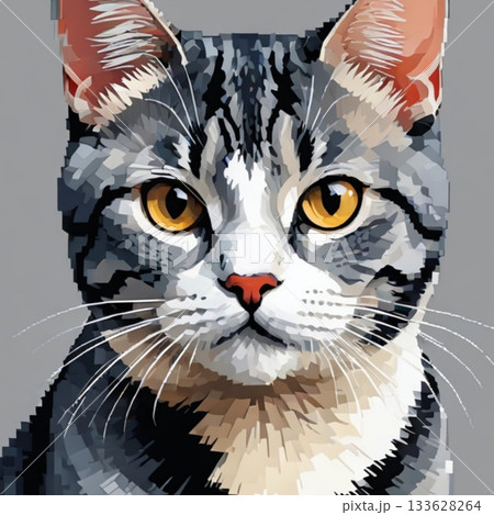 かわいいドット絵　アメリカンショートヘアさん ラインスタンプ風 133628264