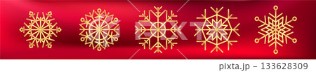 Gold glitter snowflake icon. Winter Christmas sparkling design 133628309