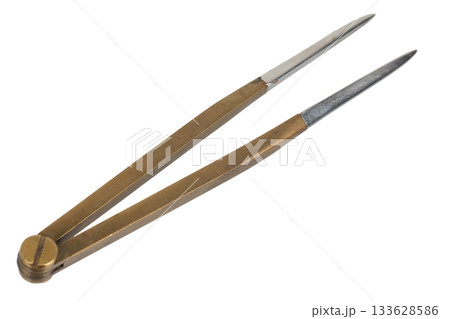 Dividers, brass for navigation caliper. Nautical navigation chart tool. Dividers, brass for navigation caliper. Nautical navigation chart tool. 133628586