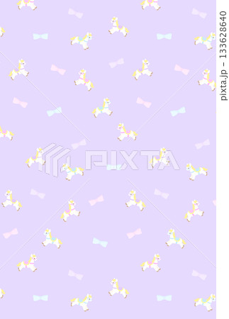 リボンと木馬のファンシーパターンポストカード 紫 リボンと木馬のファンシーパターンポストカード 紫 133628640