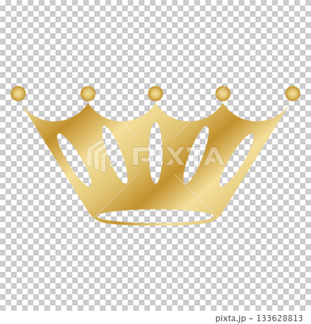 丸い装飾ポイントを持つ金色の王冠 133628813