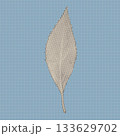 Elegant narrow leaf rendered in a halftone dotted texture with a retro graphic feel. Ideal for posters, botanical prints, contemporary design, and minimalist collage art. 133629702