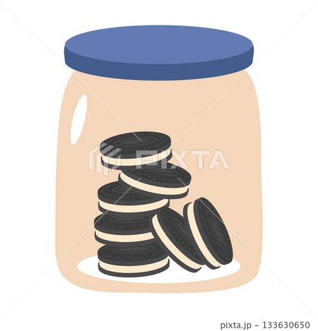 cookies oreo with cream in jar 133630650