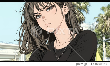 「ふん！」という表情でそっぽを向いている若い女性