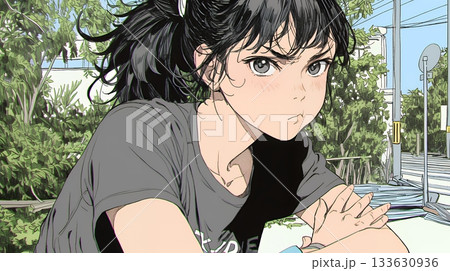 「ふん！」という表情でそっぽを向いている若い女性