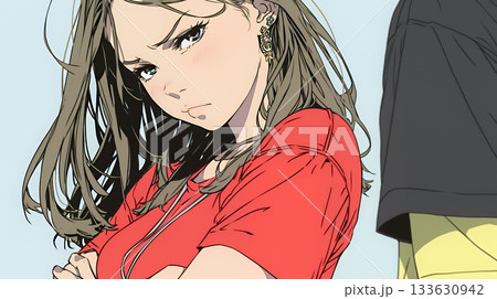 「ふん！」という表情でそっぽを向いている若い女性