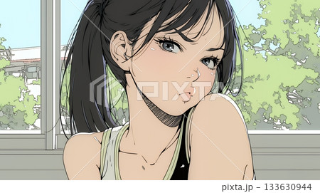 「ふん！」という表情でそっぽを向いている若い女性