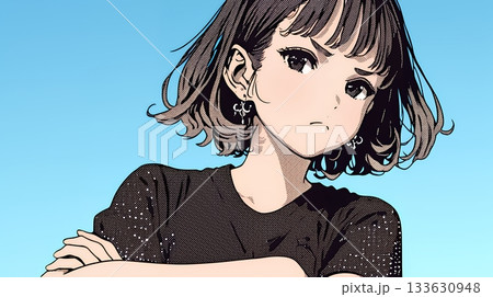 「ふん！」という表情でそっぽを向いている若い女性