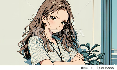 「ふん！」という表情でそっぽを向いている若い女性