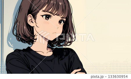 「ふん！」という表情でそっぽを向いている若い女性