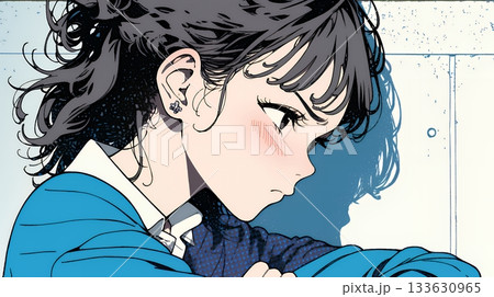 「ふん！」という表情でそっぽを向いている制服を着た女子高生