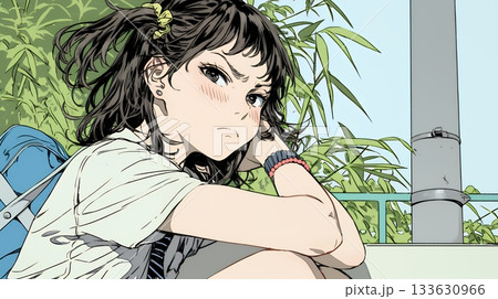 「ふん！」という表情でそっぽを向いている制服を着た女子高生