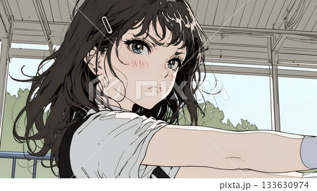 「ふん！」という表情でそっぽを向いている制服を着た女子高生