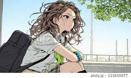 「ふん！」という表情でそっぽを向いている制服を着た女子高生