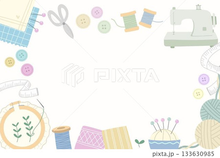 裁縫のイメージフレームポストカード 裁縫のイメージフレームポストカード 133630985