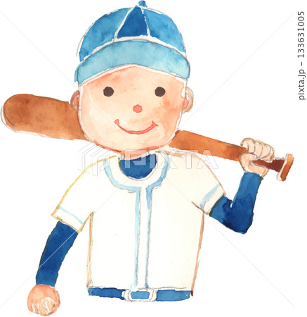 野球のバットを持つ男の子のイラスト　ベクター 133631005