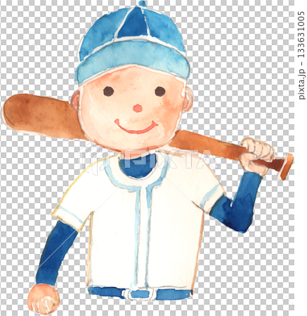 男孩手持棒球棒的向量插圖 133631005