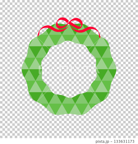 聖誕花圈框架，簡約黃綠色向量圖，PNG格式，透明背景 133631173