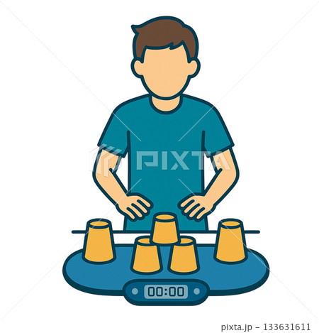スポーツスタッキングをする男性のイラスト 133631611