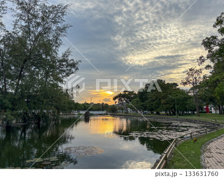 bridge over the river in the evening 133631760
