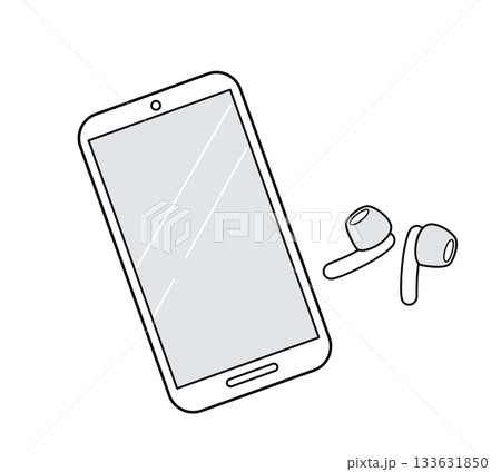 スマートフォンとワイヤレスイヤホンのラインアイコン(くすみカラー) スマートフォンとワイヤレスイヤホンのラインアイコン(くすみカラー) 133631850
