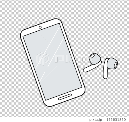 スマートフォンとワイヤレスイヤホンのラインアイコン(くすみカラー) スマートフォンとワイヤレスイヤホンのラインアイコン(くすみカラー) 133631850
