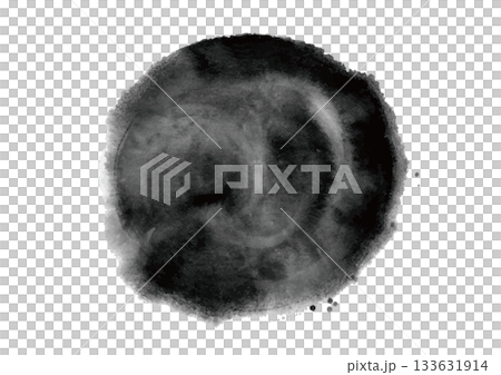 A circle drawn with ink on Japanese paper 133631914