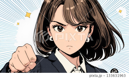 ガッツポーズ（拳を握って力強く）をしているビジネスウーマン