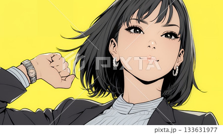 ガッツポーズ（拳を握って力強く）をしているビジネスウーマン