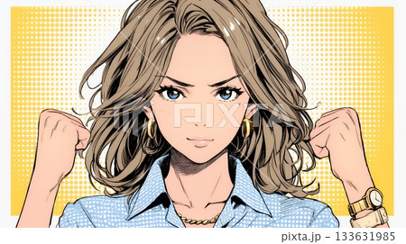 ガッツポーズ（拳を握って力強く）をしているビジネスウーマン