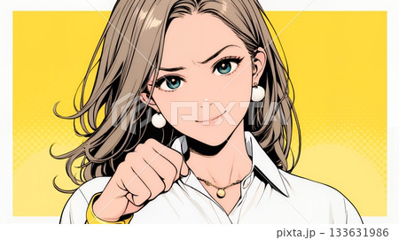 ガッツポーズ（拳を握って力強く）をしているビジネスウーマン