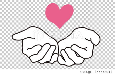 Palm and heart image illustration material Palm and heart image illustration material 133632041