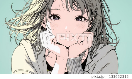 にっこり笑って手を合わせて「お願い」と甘える若い女性