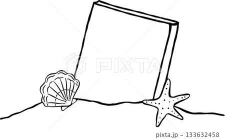 Summer Reading Bookish Outline Book on Beach Cartoon Hand Drawn Summer Reading Bookish Outline Book on Beach Cartoon Hand Drawn 133632458