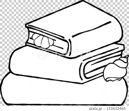 Summer Reading Bookish Outline Beach Theme Books Stack Cartoon Hand Drawn 133632465