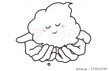 掌にいっぱいの洗顔フォームの泡のイラスト 133632595