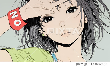 額に手を当てて「困ったな」ポーズをしている若い女性