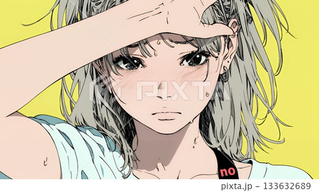 額に手を当てて「困ったな」ポーズをしている若い女性