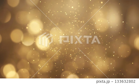 黄金のボケと光粒子の抽象背景1　AI生成画像 133632802
