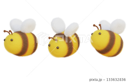 felt texture honeybee character 3D graphic 133632836