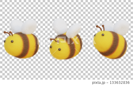 felt texture honeybee character 3D graphic 133632836