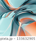 Smooth abstract design with flowing curves in turquoise and orange hues, promoting relaxation and mental well being 133632905
