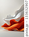 Waves of warm light moving in harmonious layers create serene design. flowing shapes in white and orange evoke sense of calm and tranquility 133632907